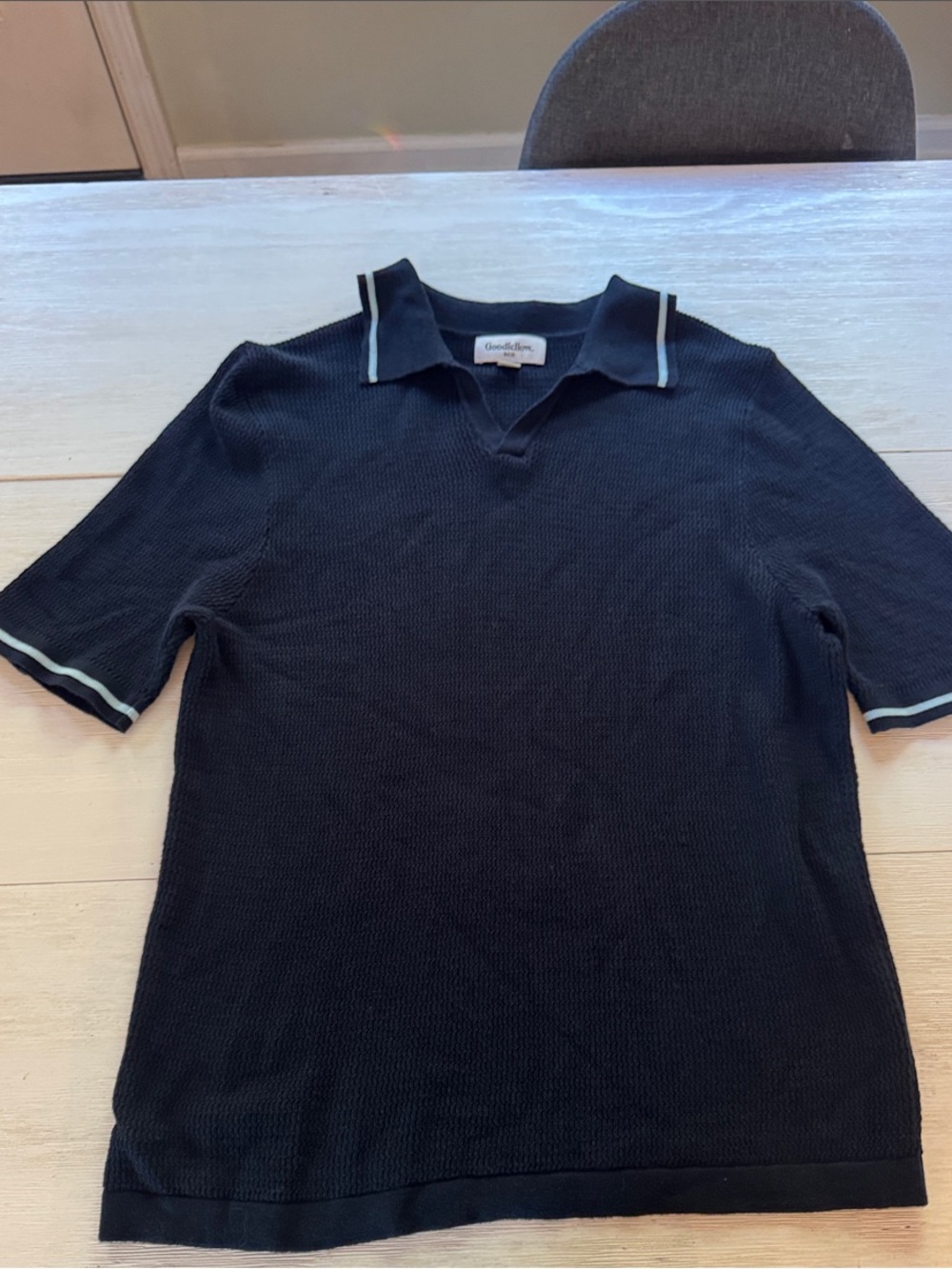 Goodfellow & Co Dark Blue Short-Sleeve Polo with Light Trim